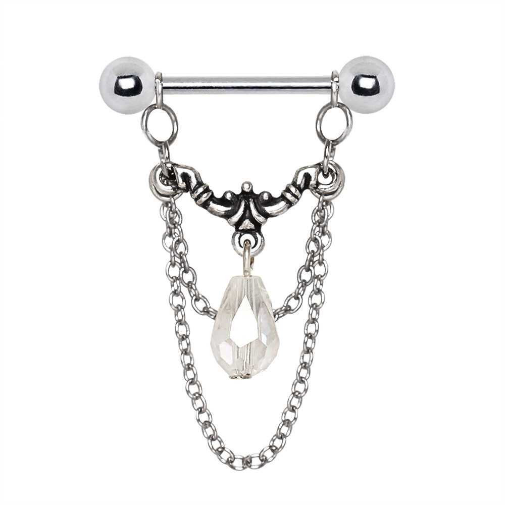 White Sapphire 10 Pears Crescent Barbell Nipple Ring – FreshTrends