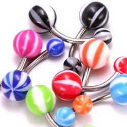 Clearance - Double Beachball Navel Curved Barbell