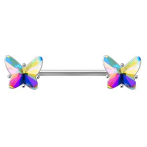 Aurora Borealis Butterfly Nipple Bar